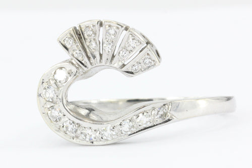 Retro 14K White Gold Diamond Ring Enhancer Jacket c.1950 - Queen May