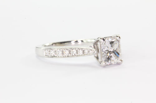 18K White Gold 1.03 Carat Radiant Cut Diamond Engagement Ring (1.26CTW) - Queen May