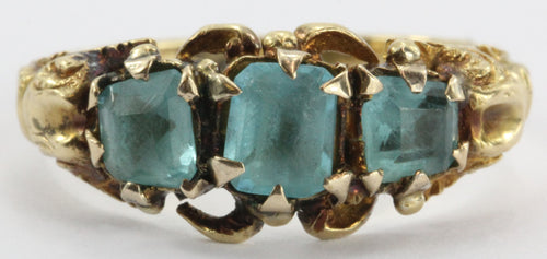Antique Georgian Regency 18k Gold Blue Stone Ring - Queen May