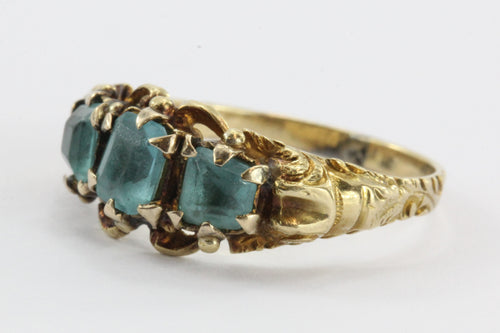 Antique Georgian Regency 18k Gold Blue Stone Ring - Queen May