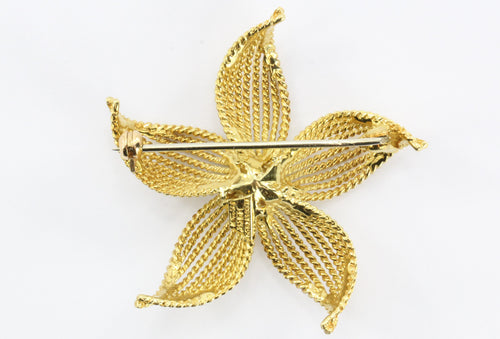 Vintage 18K Gold Tiffany & Co Flower Brooch - Queen May