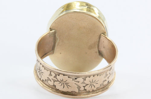 Antique Victorian 14K / 10K Gold Carved Shell Scenic Cameo Ring - Queen May