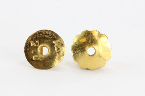 Solid 24K Gold Screw Back Earring Button Studs - Queen May