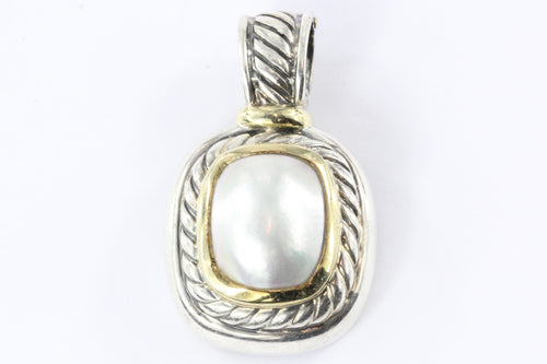 David Yurman Sterling Silver 14K Gold Mabe Pearl Albion Pendant Enhancer - Queen May