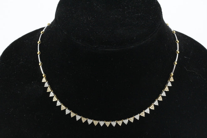 18K White & Yellow Gold Diamond Modernist Necklace - Queen May