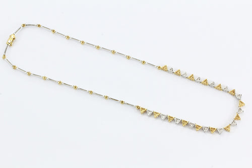 18K White & Yellow Gold Diamond Modernist Necklace - Queen May