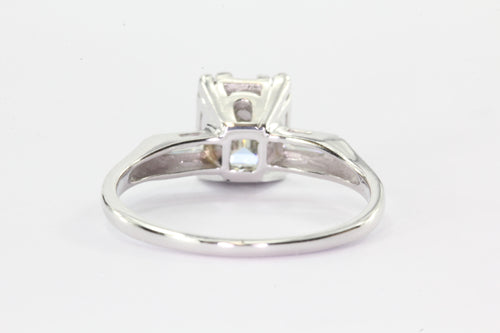 Antique Art Deco 14K White Gold 1 Carat Emerald Cut Diamond Engagement Ring - Queen May