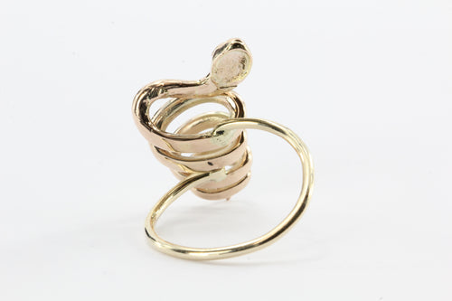 Victorian 10K Gold Curly Twisted Snake Opal Diamond Conversion Ring - Queen May