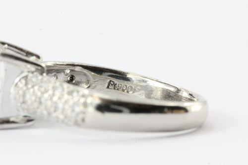 Platinum 2.433 CT Square Brilliant Cut Diamond Engagement Ring 2.85 CTW - Queen May