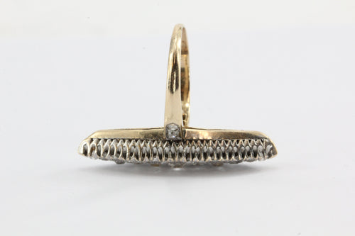 Antique 14k Rose Gold & Platinum rose gold Navette Old European Cut Diamond Ring - Queen May