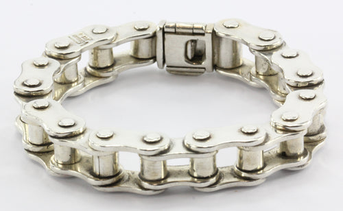 Versani Sterling Silver Heavy Bicycle Link Chain Bracelet 7.5" - Queen May