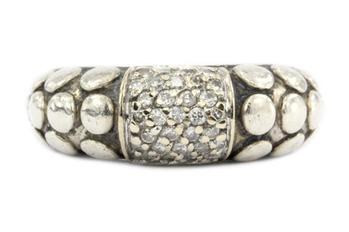 John Hardy Sterling Silver & 18K Gold Pave set Diamond Band Ring - Queen May
