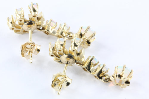Retro 14K Gold Opal Crown Dangle Earrings c. 1950 - Queen May