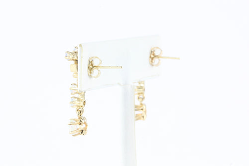 Retro 14K Gold Opal Crown Dangle Earrings c. 1950 - Queen May