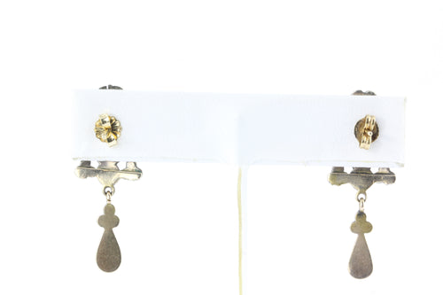 Antique 800 Silver & 8K Gold Bohemian Garnet Earrings - Queen May