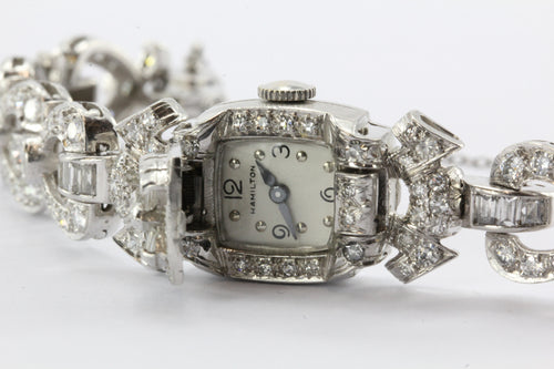 5 Carats of Diamonds on a Platinum Art Deco Hamilton 1940's Cocktail Watch - Queen May