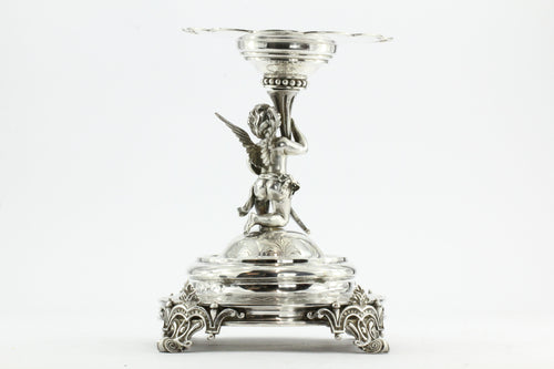 Antique Austrian Imperial 800 Silver Figural Cupid Cherub Angel Tazza Compote - Queen May