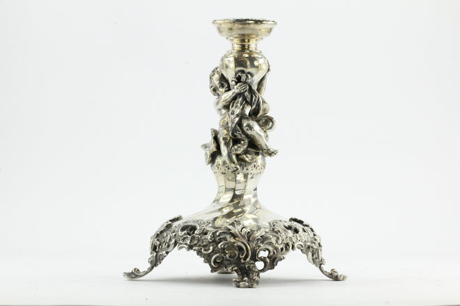 Antique 800 Silver Vienna Austria Bruder Frank Figural Cherub Tazza Stand - Queen May