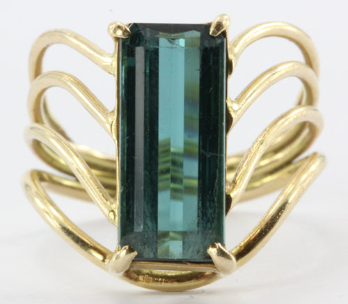 14K Gold 3 Carat Indicolite Blue Tourmaline Ring - Queen May