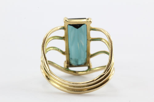 14K Gold 3 Carat Indicolite Blue Tourmaline Ring - Queen May