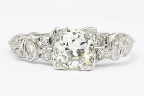 Art Deco Platinum Old European Cut Diamond Engagement Ring c.1920 - Queen May