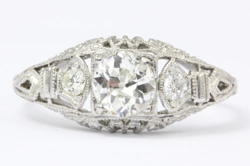 Art Deco Platinum Old European Cut Diamond Engagement Ring By William B Ogush - Queen May