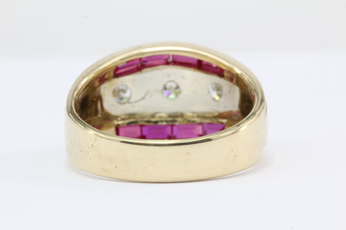 Retro 14K Gold Diamond & Ruby Mens Ring c.1950's – QUEEN MAY