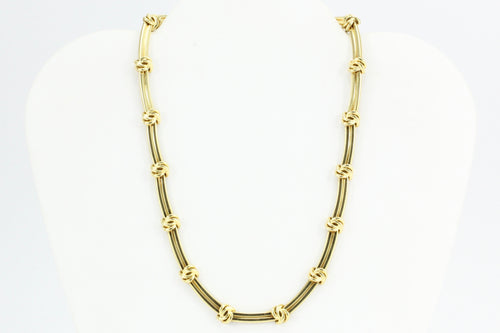 Tiffany & Co 18K Yellow Gold Love Knot Groove Link Necklace 15.5" - Queen May