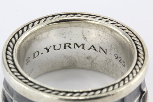 David Yurman Sterling Silver Armory Mens Ring Band Size 10 - Queen May