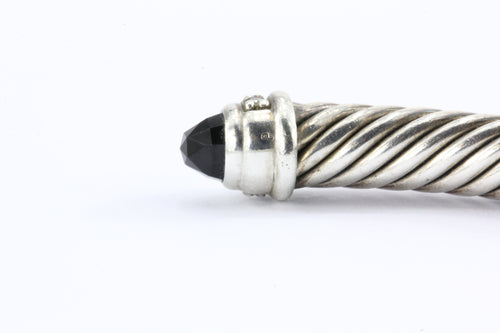 David Yurman Sterling Silver Diamond Onyx Cable Cuff Bracelet - Queen May
