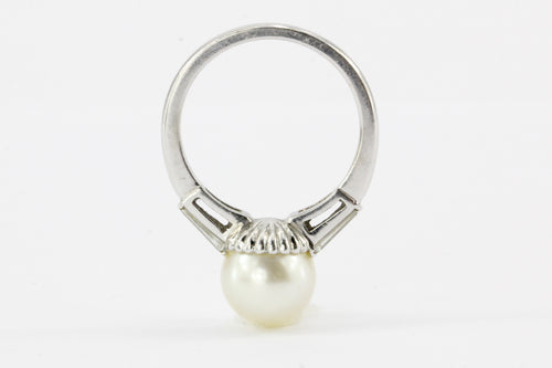 14k White Gold 8.75mm Pearl Diamond Ring - Queen May