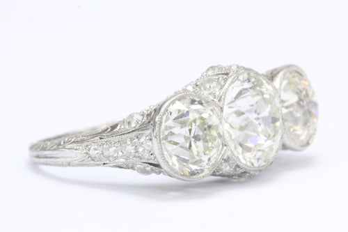 Art Deco Platinum & 5.1 Carat Old European Cut Diamond Hutchison & Huestis Engagement Ring - Queen May