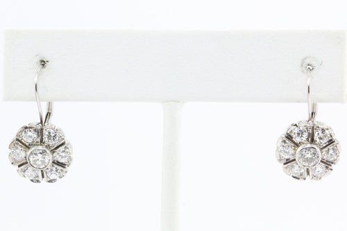 Art Deco 14K White Gold Diamond Earrings c. 1930's - Queen May