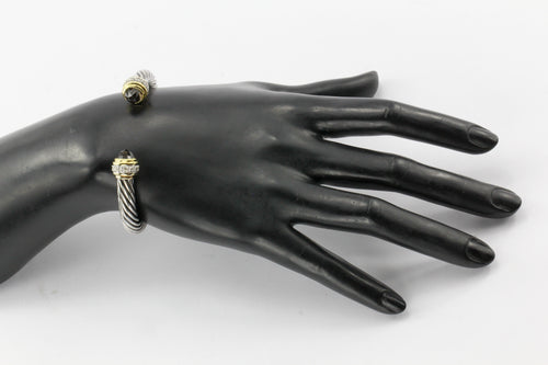 David Yurman 925 & 18K Smoky Quartz & Diamond Cable Cuff Bracelet - Queen May