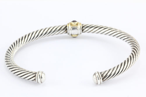 David Yurman Sterling Silver & 14K Gold Amethyst Renaissance Cuff Bracelet - Queen May