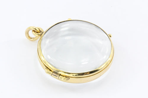 Antique 9ct Victorian Glass Gold Locket - Queen May