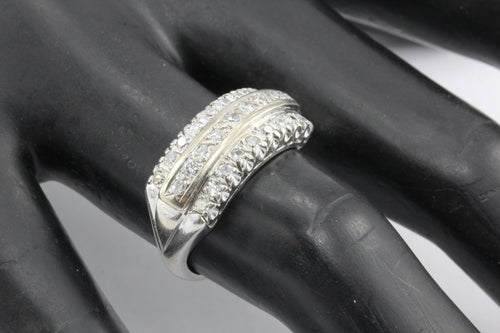 Art Deco 14K White Gold & Diamond Band Ring by Chas. H. Eulhardt c.1920's - Queen May