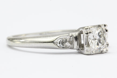 Retro 18k White Gold Diamond Engagement Ring c.1940 - Queen May