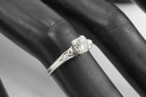 Retro 18k White Gold Diamond Engagement Ring c.1940 - Queen May