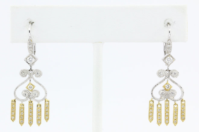 18K White & Yellow Gold Diamond Chandelier Earrings - Queen May