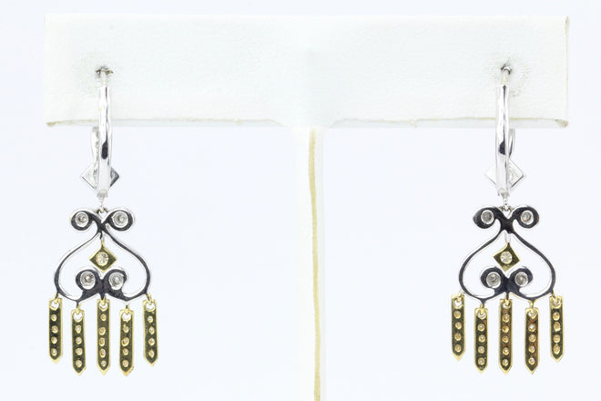 18K White & Yellow Gold Diamond Chandelier Earrings - Queen May