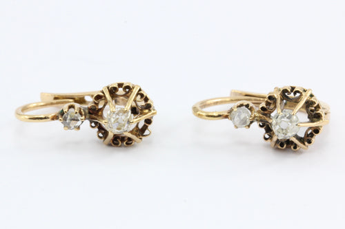 Victorian 18K Gold Old Mine Diamond Earrings c.1880 - Queen May