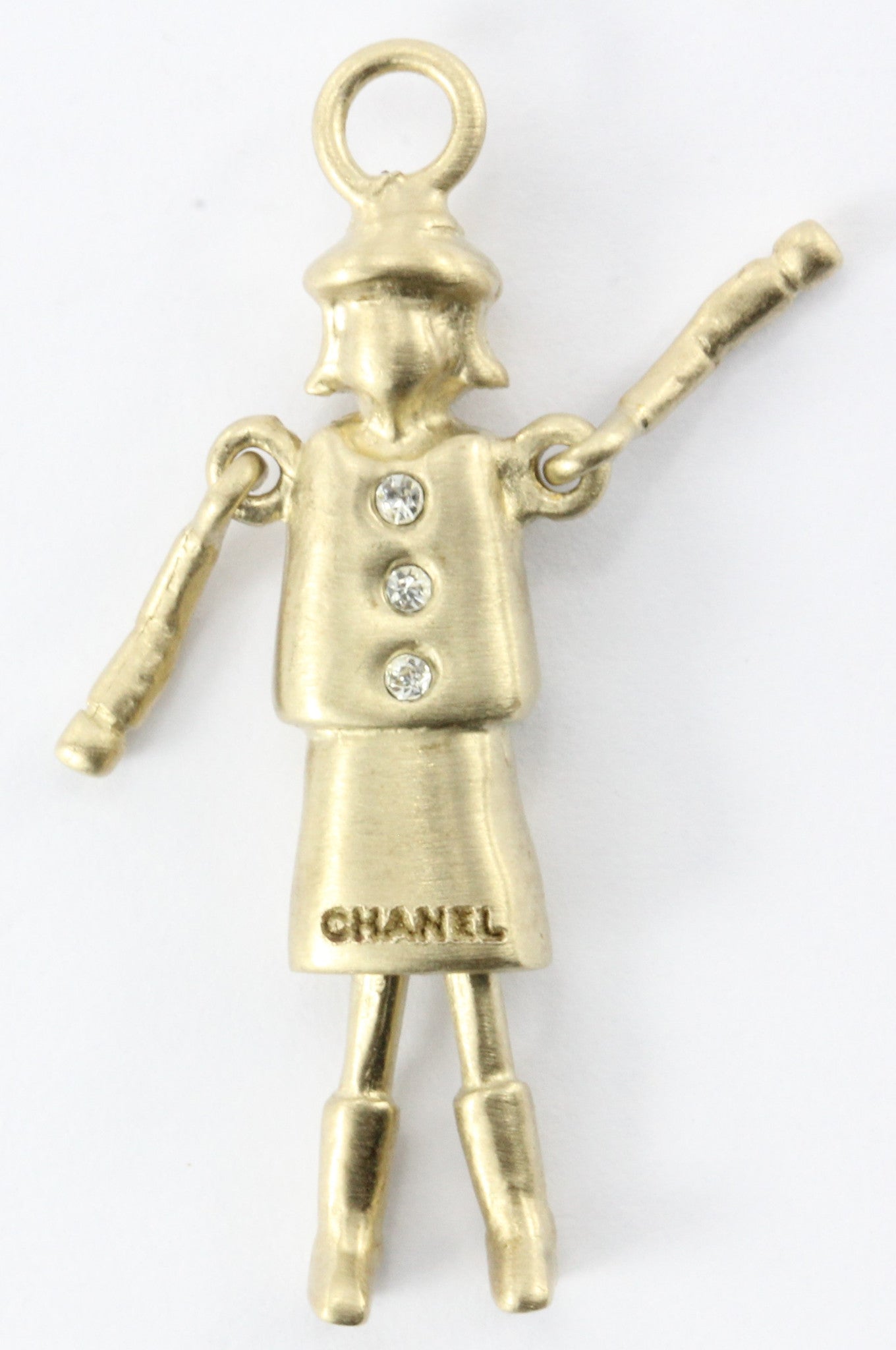 CHANEL Lady Coco Charm / Pendant Silver Tone w/ crystal Buttons