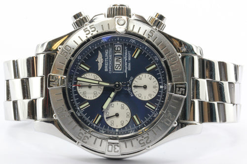 Breitling SuperOcean Chronograph Day Date 42mm Blue Dial Automatic Mens Watch - Queen May