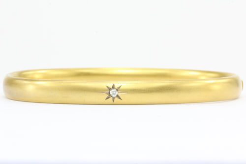 Victorian 10K Gold Old Mine Diamond Star Burst Bangle Bracelet c.1890 - Queen May