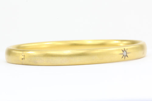 Victorian 10K Gold Old Mine Diamond Star Burst Bangle Bracelet c.1890 - Queen May