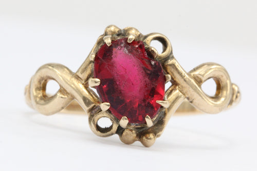 Victorian Ostby & Barton 10K Gold Red Paste Ring c.1890 - Queen May