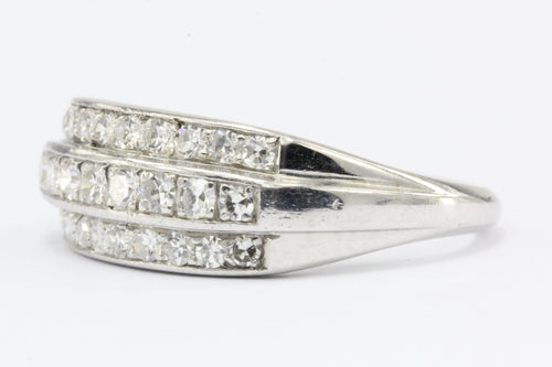 Art Deco Platinum Triple Row Diamond Ring Band c.1930's Whitehouse Bros. - Queen May
