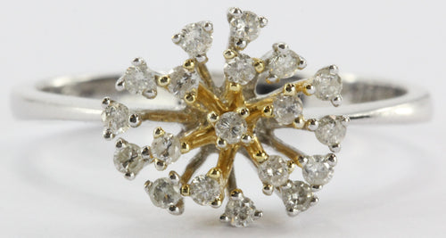Vintage 14K White Gold Diamond Cluster Ring - Queen May