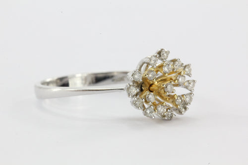 Vintage 14K White Gold Diamond Cluster Ring - Queen May